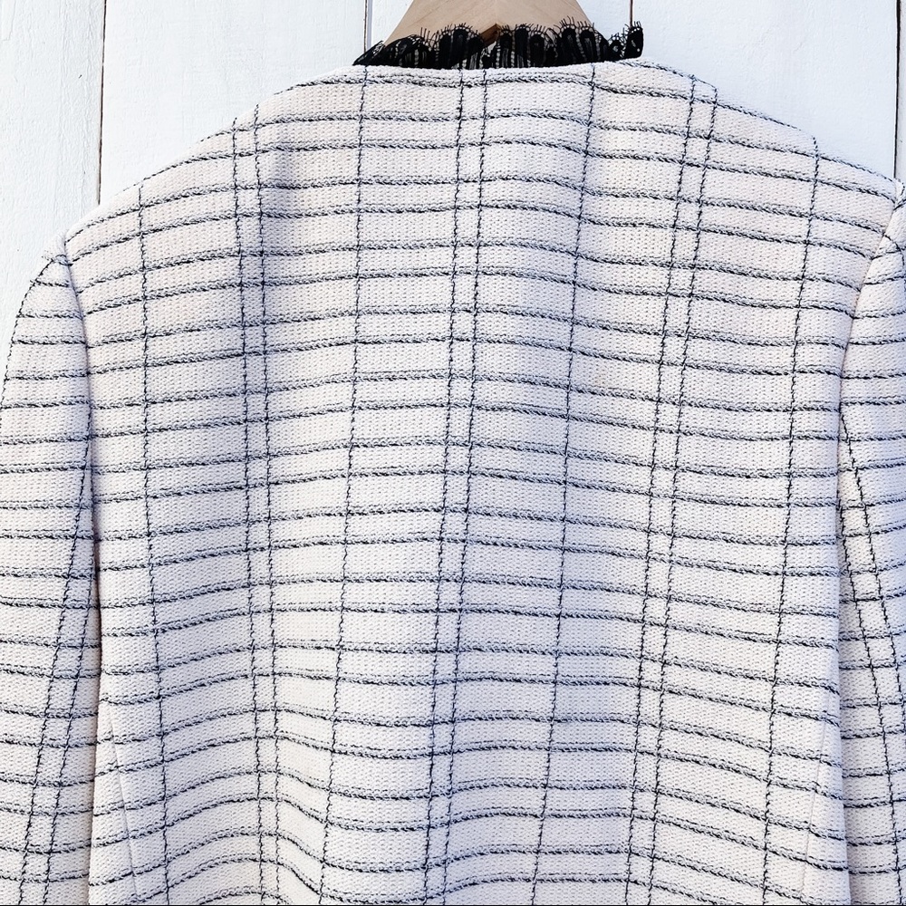 St. John Collection Santana Women’s Blazer Cream White Black Knit Textured Tweed - Picture 7 of 12
